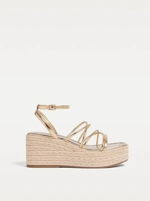 Stradivarius Espadryle na platformie  ZŁOTY