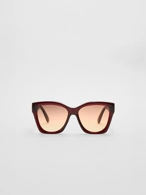 Stradivarius Geometryczne okulary przeciwsłoneczne z żywicy  Brązowy