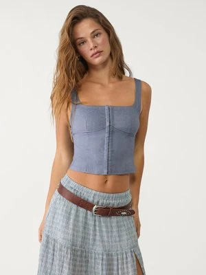 Stradivarius Gorsetowy top na ramiączkach  ŚREDNIOJASNY NIEBIESKI DENIM