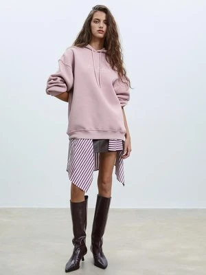 Stradivarius Haftowana Bluza z Kapturem  Pastelowy róż