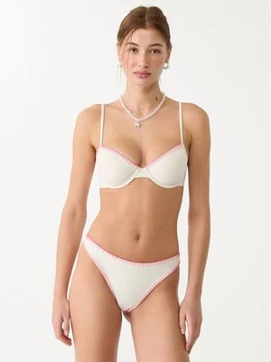 Stradivarius Haftowane figi brazylijskie od bikini  Ecru