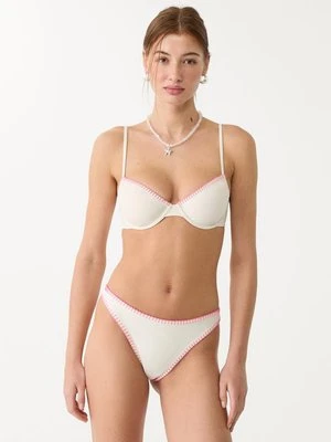 Stradivarius Haftowane figi brazylijskie od bikini  Ecru