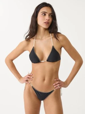 Stradivarius Haftowane stringi od bikini  Czarny