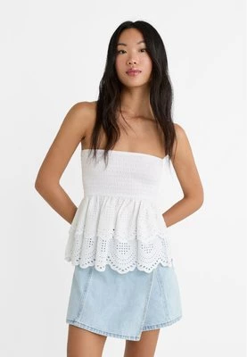 Stradivarius Haftowany top bandeau  Biały