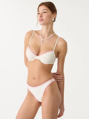 Stradivarius Haftowany top od bikini typu balkonetka  Ecru