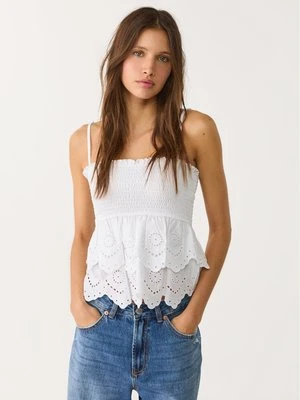 Zdjęcie produktu Stradivarius Haftowany top z falbanami  Biały
