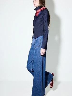 Stradivarius Jeans straight fit z kieszeniami  ŚREDNI NIEBIESKI DENIM