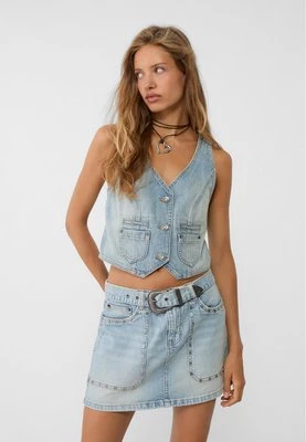 Stradivarius Jeansowa kamizelka z ćwiekami  Denim