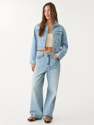 Stradivarius Jeansowa kurtka boxy fit  ŚREDNIOJASNY NIEBIESKI DENIM