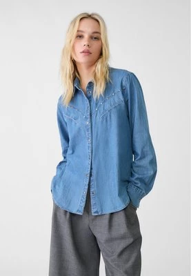 Stradivarius Jeansowa spódnica z ćwiekami  Niebieski denim