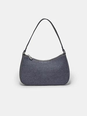 Stradivarius Jeansowa torebka na ramię w kształcie półksiężyca  ŚREDNI NIEBIESKI DENIM