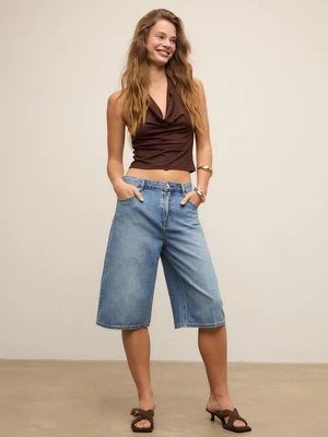 Stradivarius Jeansowe bermudy Jort  ŚREDNI NIEBIESKI DENIM