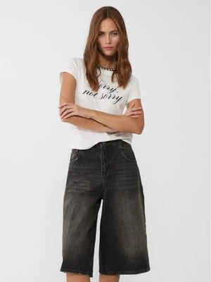 Stradivarius Jeansowe bermudy o kroju baggy  Czarny denim