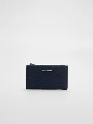 Stradivarius Jeansowy portfel z suwakiem  Ciemnoniebieski