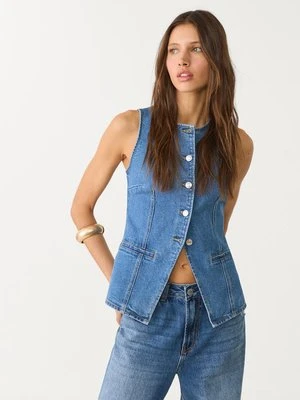 Stradivarius Jeansowy top z guzikami  Jasnoniebieski