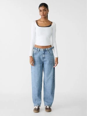 Stradivarius Jeansy balloon z regulowaną talią  Denim