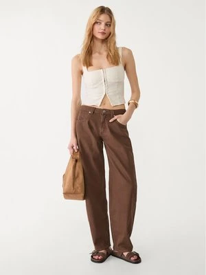 Stradivarius Jeansy barrel baggy balloon z efektem sprania  Brązowy