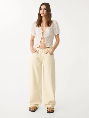 Stradivarius Jeansy barrel baggy balloon z efektem sprania  Żółty