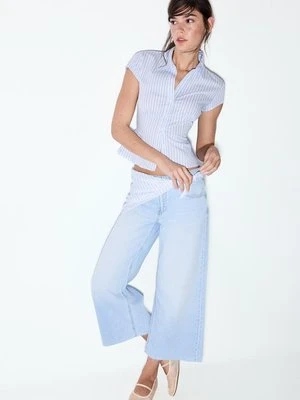 Stradivarius Jeansy culotte z detalem apaszki  ŚREDNIOJASNY NIEBIESKI DENIM