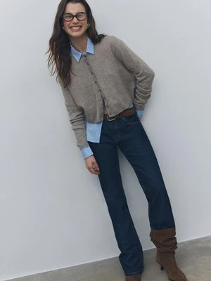 Stradivarius Jeansy D68 bootcut fit pasek  NIEBIESKI DENIM OVERDYED