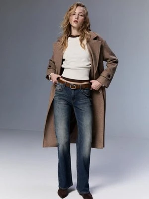 Stradivarius Jeansy D68 bootcut fit pasek  ŚREDNI NIEBIESKI DENIM