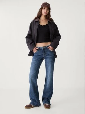 Stradivarius Jeansy low waist flare  Niebieski denim