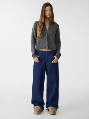 Stradivarius Jeansy o kroju baggy  Ciemnoniebieski