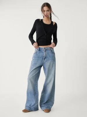Stradivarius Jeansy o kroju baggy  ŚREDNIOJASNY NIEBIESKI DENIM