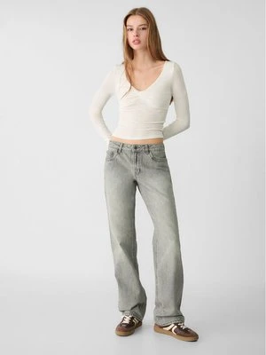 Stradivarius Jeansy o kroju low waist straight  Czarny denim