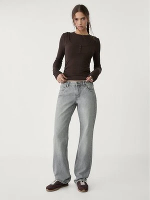 Stradivarius Jeansy o kroju low waist straight  Czarny denim