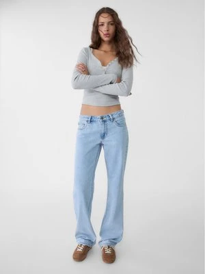 Stradivarius Jeansy o kroju low waist straight  Denim