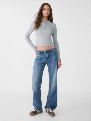 Stradivarius Jeansy o kroju low waist straight  Jasnoniebieski