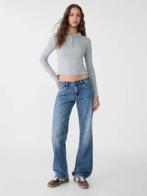 Stradivarius Jeansy o kroju low waist straight  ŚREDNIOJASNY NIEBIESKI DENIM
