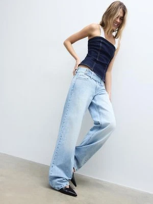 Stradivarius Jeansy o prostym kroju z niskim stanem i talią martello  ŚREDNIOJASNY NIEBIESKI DENIM