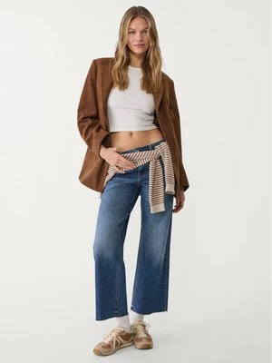 Stradivarius Jeansy przed kostkę o prostym kroju D96  Niebieski overdye