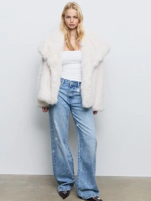 Stradivarius Jeansy straight fit z błyszczącymi aplikacjami  ŚREDNI NIEBIESKI DENIM