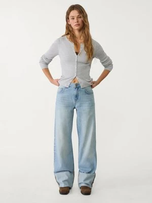 Stradivarius Jeansy wide leg z wywinięciem  Jasnoniebieski