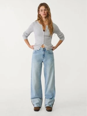 Stradivarius Jeansy wide leg z wywinięciem  Jasnoniebieski