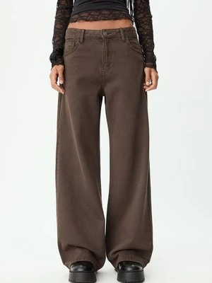 Stradivarius Jeansy wide leg  Brązowy