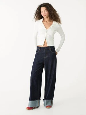 Zdjęcie produktu Stradivarius Jeansy z szerokimi nogawkami z wywinięciem  Niebieski denim
