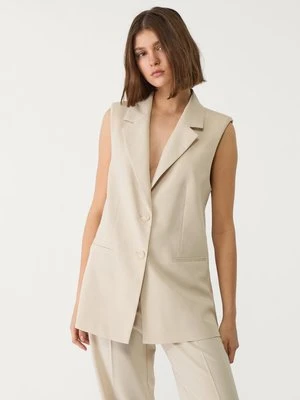 Stradivarius Kamizelka basic regular fit  Ecru