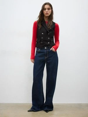 Stradivarius Kamizelka dwurzędowa  Czarny