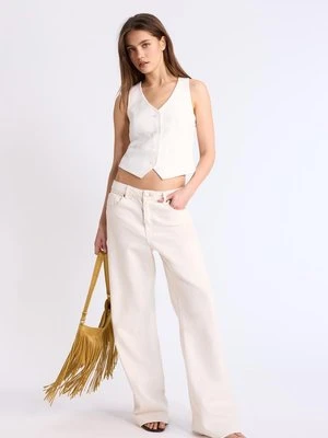 Stradivarius Kamizelka o wyglądzie lnu  Biały