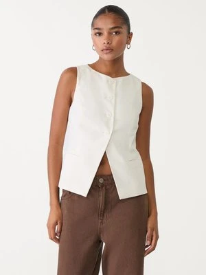 Stradivarius Kamizelka regular z guzikami  Ecru