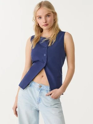 Stradivarius Kamizelka regular z guzikami  Morski