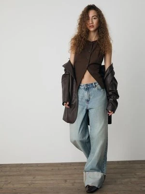 Stradivarius Kamizelka regularna na guziki  Brązowy