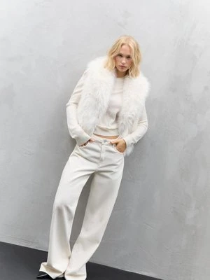 Stradivarius Kamizelka ze sztucznego futra  Ecru