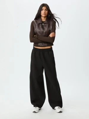 Stradivarius Kamizelka ze sztucznej skóry z zamkami  Brązowy