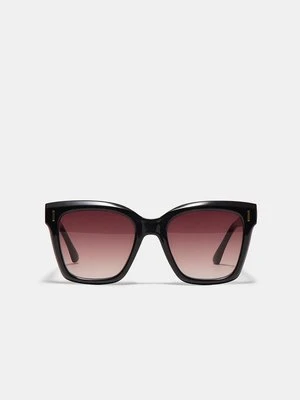 Stradivarius Kanciaste okulary przeciwsłoneczne cat eye w oprawkach z masy żywicznej  Brązowy