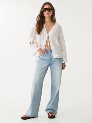 Stradivarius Kimono haftowane patchworkowe  Biały